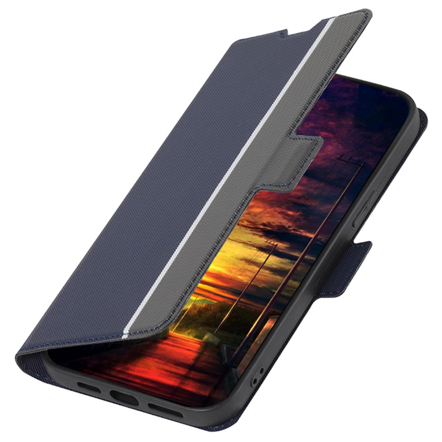 For Honor X50i+ 5G Super Thin PU Leather Cover Stand View Shockproof Cell Phone Case - Blue For Honor X50i+ 5G Super Thin PU Leather Cover Stand View Shockproof Cell Phone Case - Blue